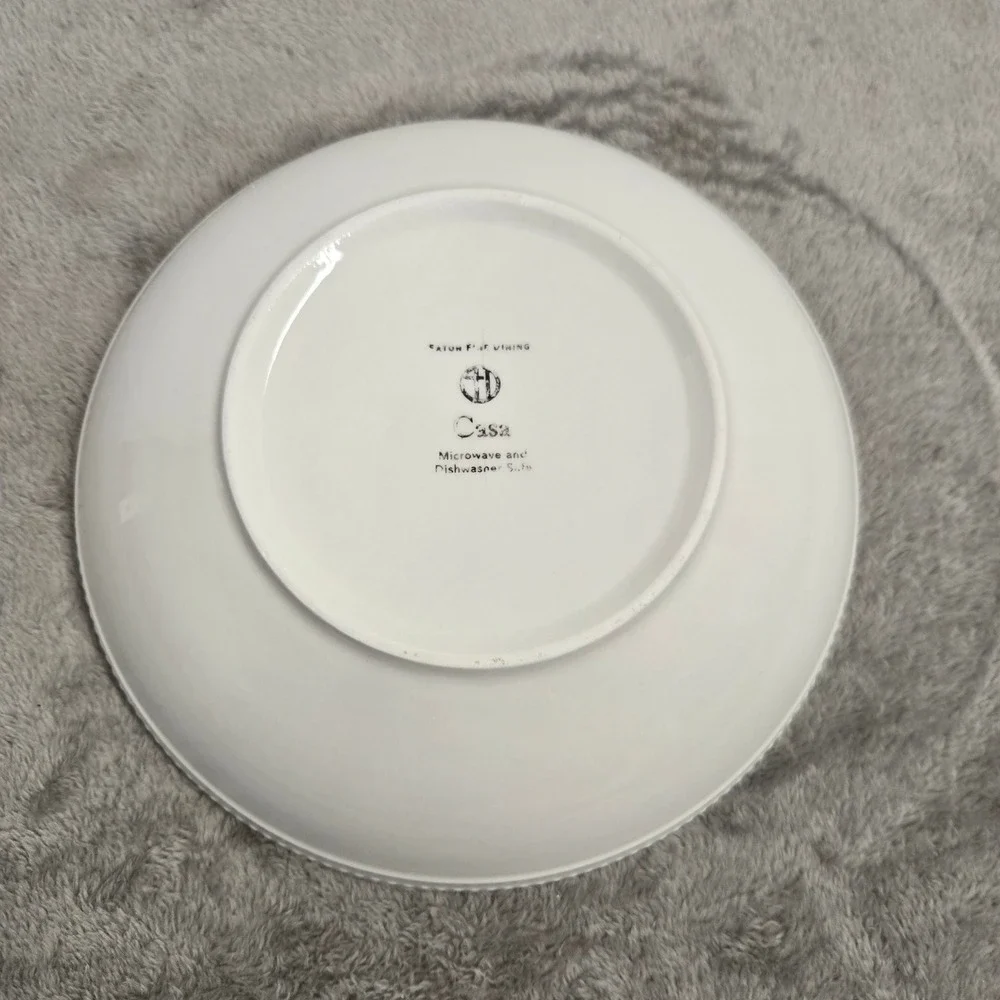 Eaton Fine Dining Casa White Beaded Rim 9 Inch Pasta Bowl Ceramic Microwave Safe